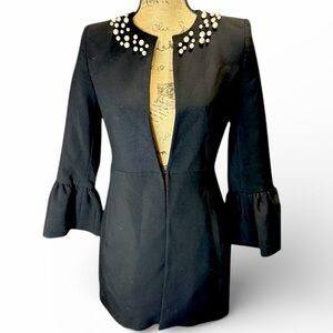 Zara Basic Collection Black Women's Blazer with Pearl Detailing. EC. Size XSmall